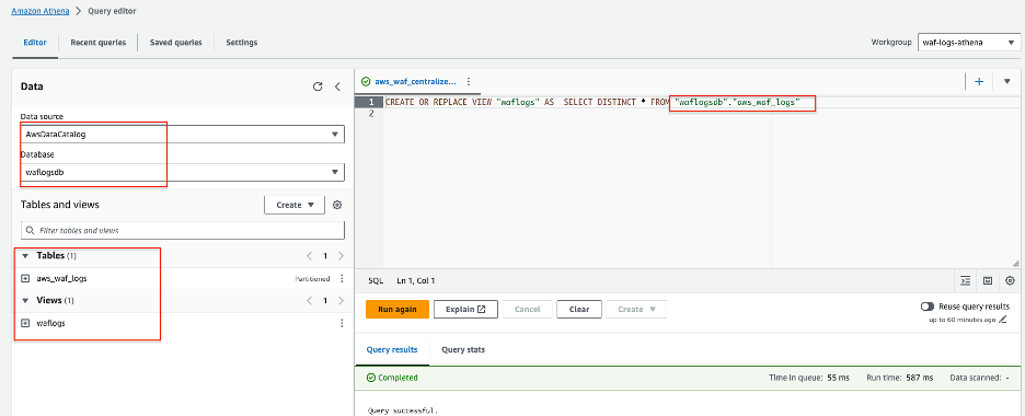 Figure 6: Amazon Athena Query Editor