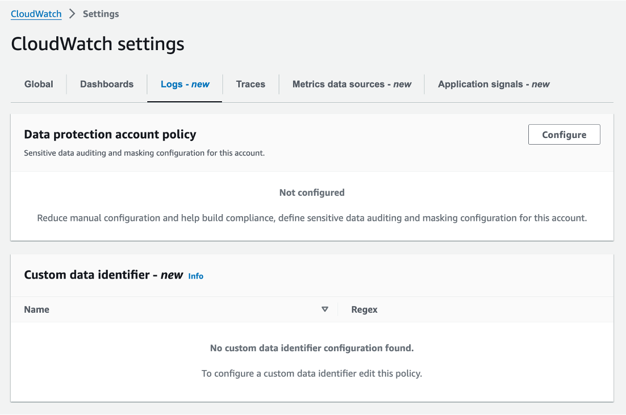 A screen shot of creating data protection account policy