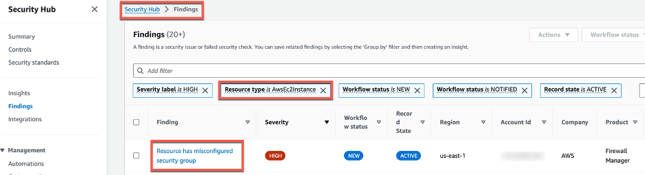Image 9: Security Hub findings key elements