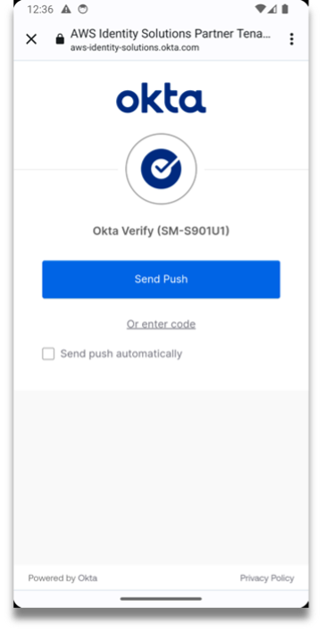 Okta multi-factor authentication screen.