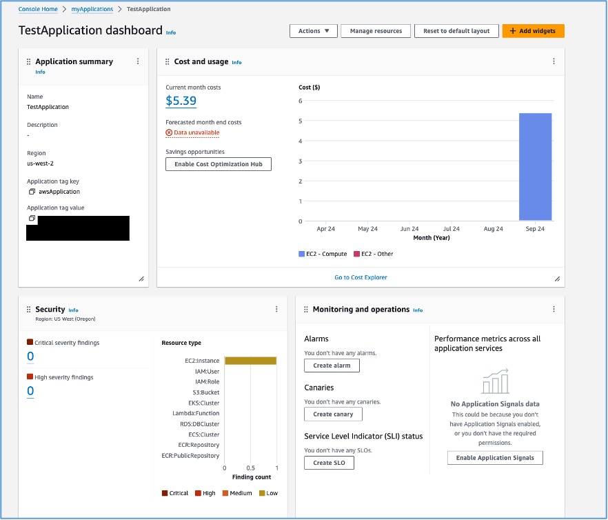 A screenshot of myApplications application dashboard