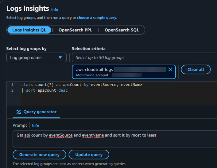 Log Insights QL using natural language to generate the query