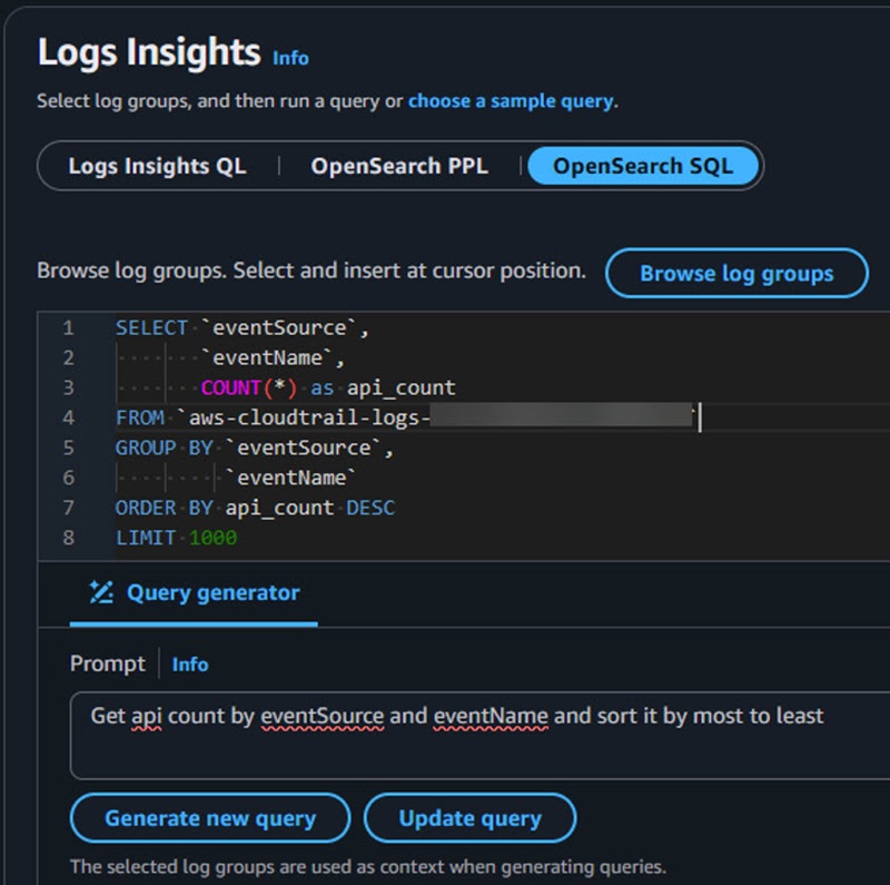 OpenSearch SQL using natural language to generate the query