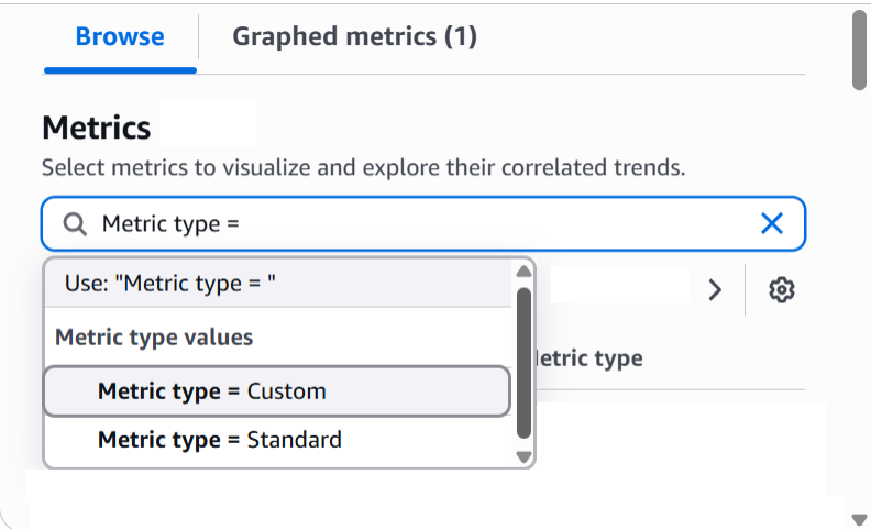 Custom metric filter in Related Metrics Tab