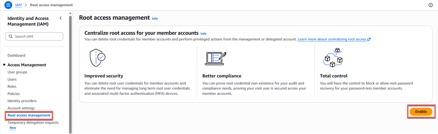 Root access management