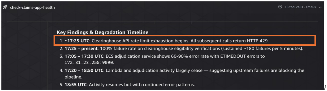 Agent find 429 rate-limit responses using Splunk MCP