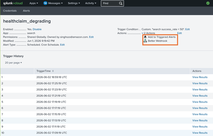 Webhook dispatched to AWS Devops
