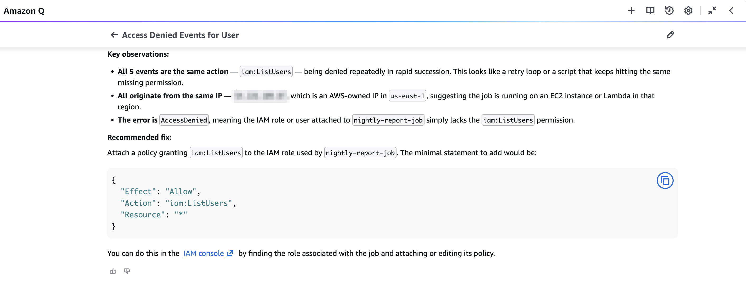 Figure 3 - Root cause and recommended fix