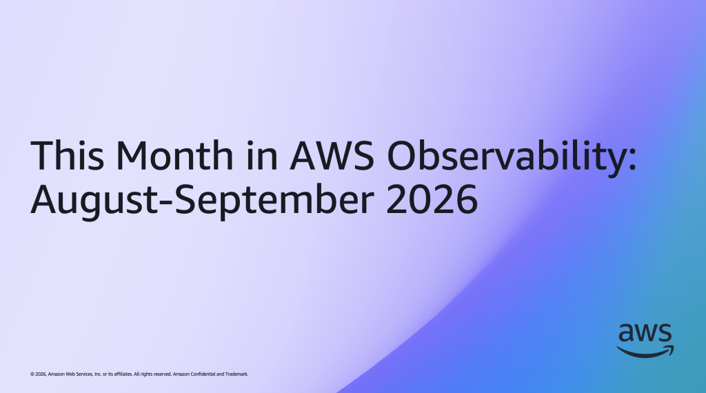 Title slide with words This Month in Observability: August-September 2026 for blog covering launches