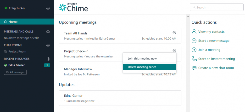 chime meeting aws delete communication delivers effortless customers calendar cancel web