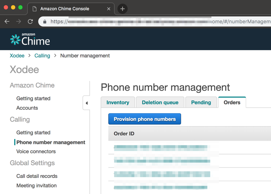 calling using amazon chime