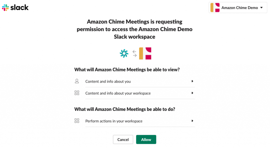 Slack Amazon Chime