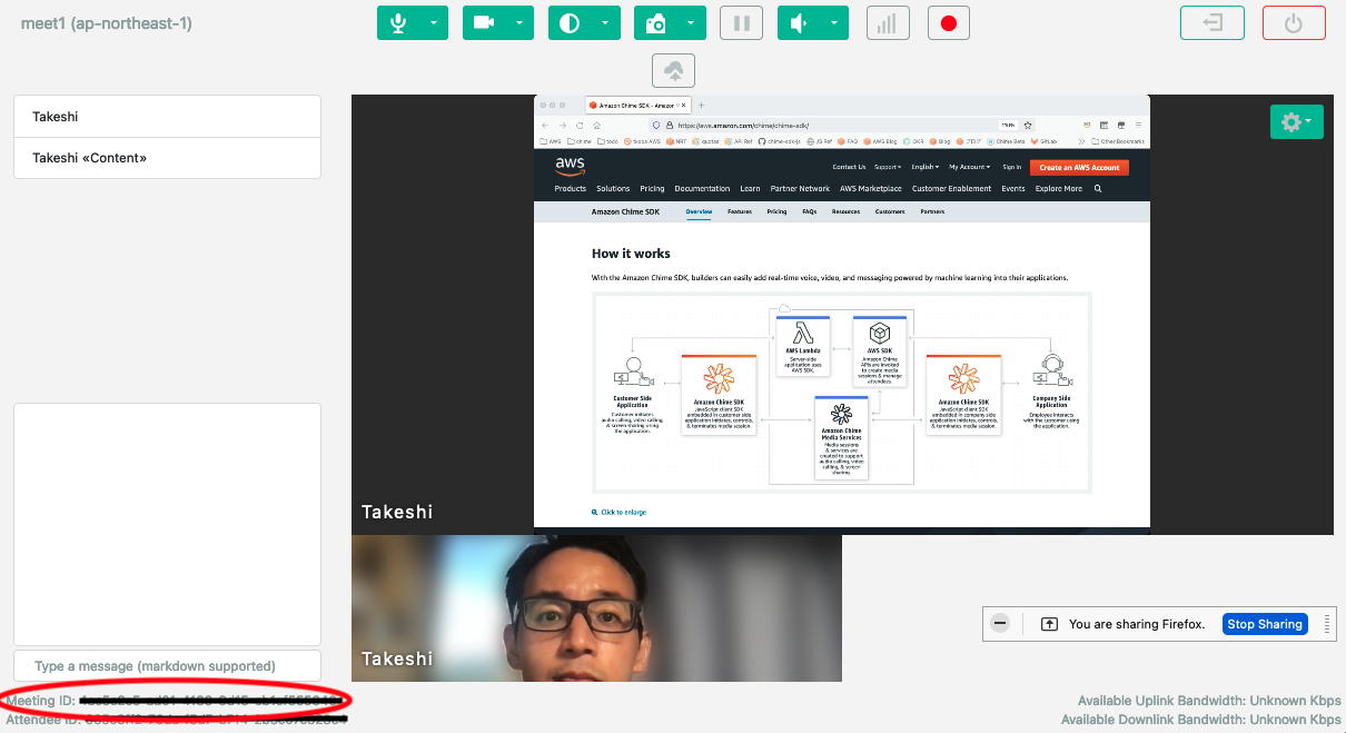 Amazon Chime SDK Meeting Demo