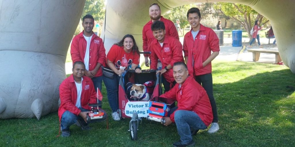 Fresno State Bulldog Bot Team with their Bulldog Bot