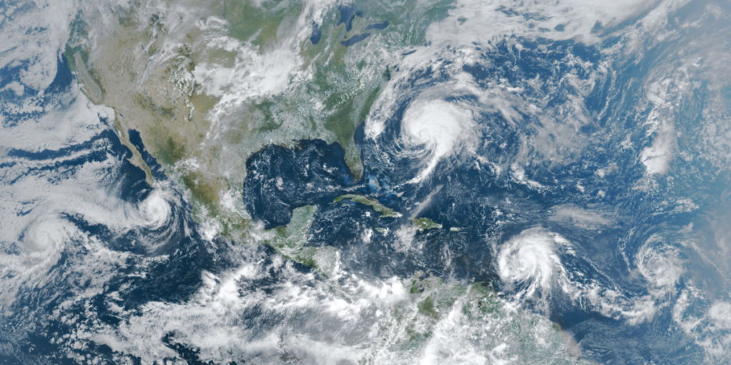 Tropical Systems Otis, Norma, Jose, Maria, Lee (from left to right) as captured by NOAA’s GOES-16 satellite on September 17th, 2017