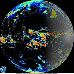 ひまわり 8 号からの画像。写真提供: アメリカ海洋大気庁。