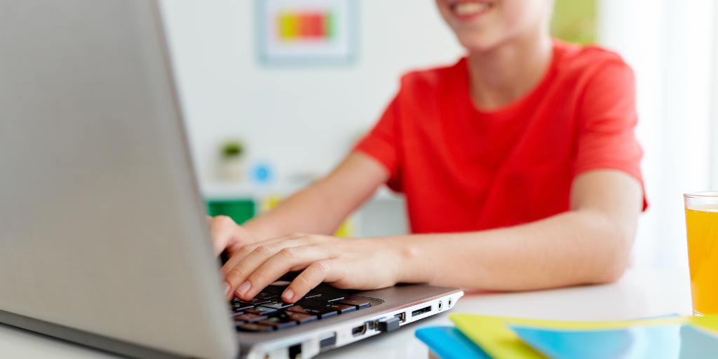 child on laptop virtual computer labchild on laptop