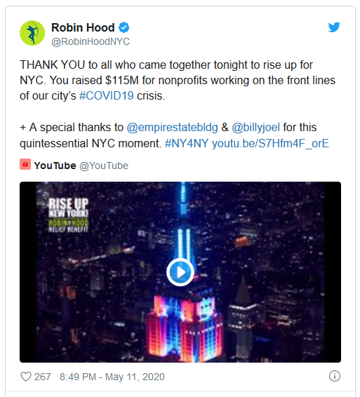 Robin Hood NYC tweet