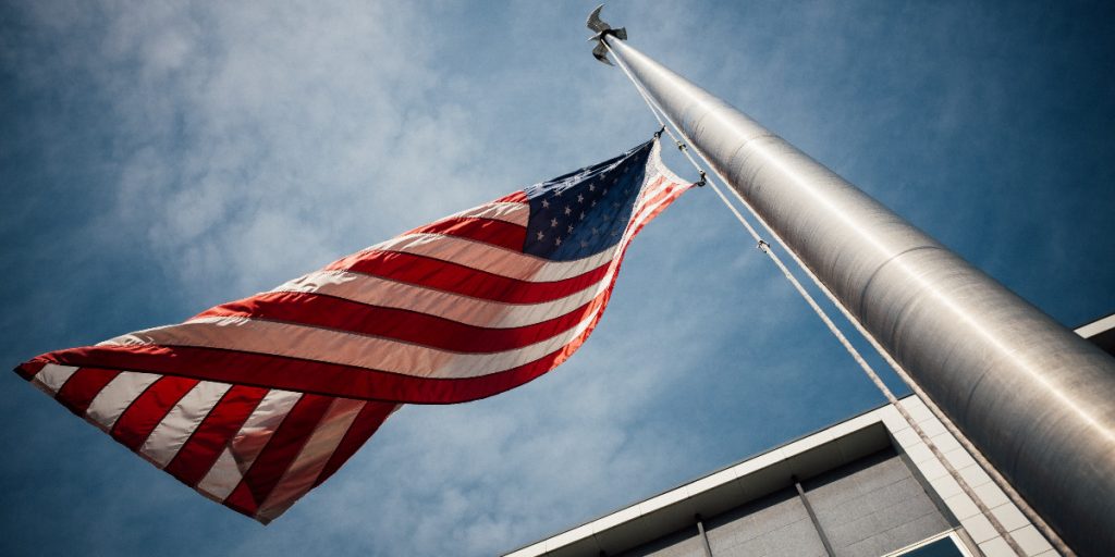 flag in front of government building