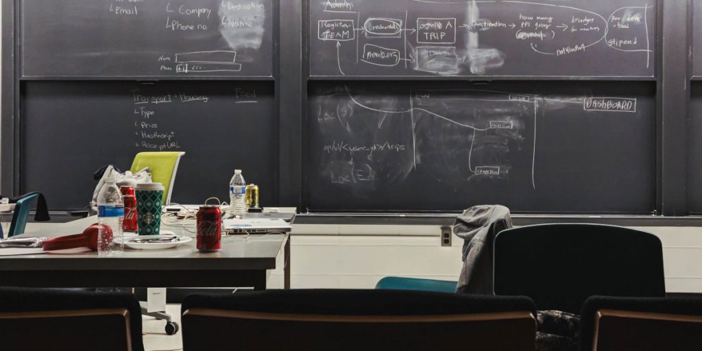 empty classroom after a hackathon