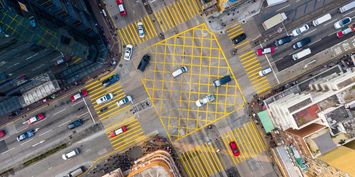 birds eye view intersection hong kong