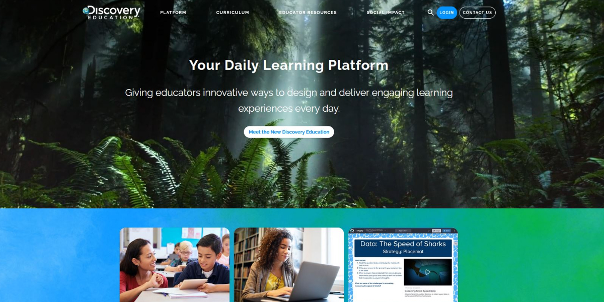 Discovery Education homepage screen shot