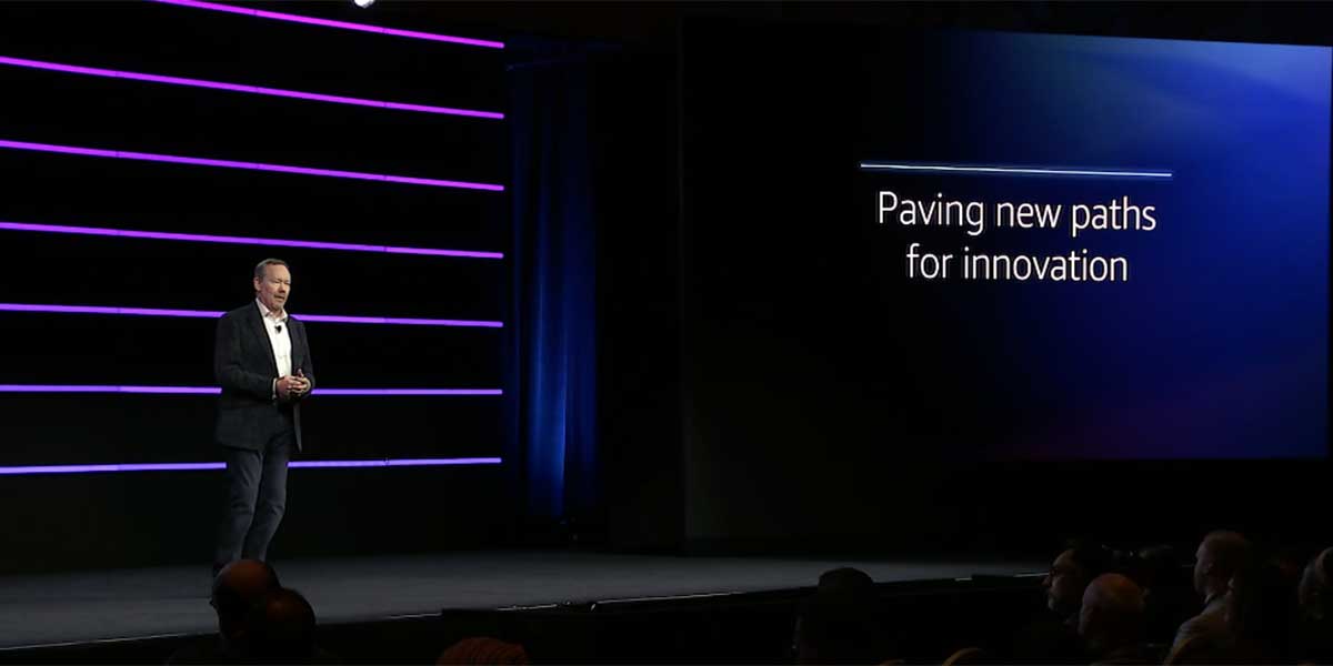 Max Peterson on stage during the public sector leadership session at re:Invent.