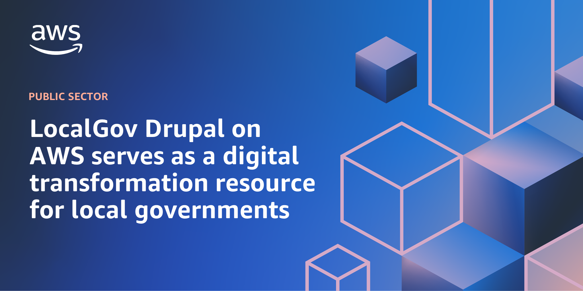 AWS branded background design with text overlay that says "LocalGov Drupal on AWS serves as a digital transformation resource for local governments"