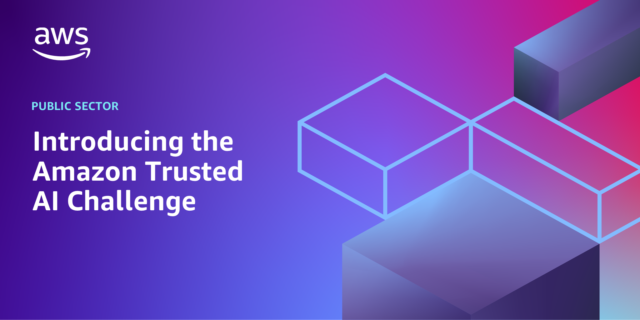 AWS branded background design with text overlay that says "Introducing the Amazon Trusted AI Challenge "