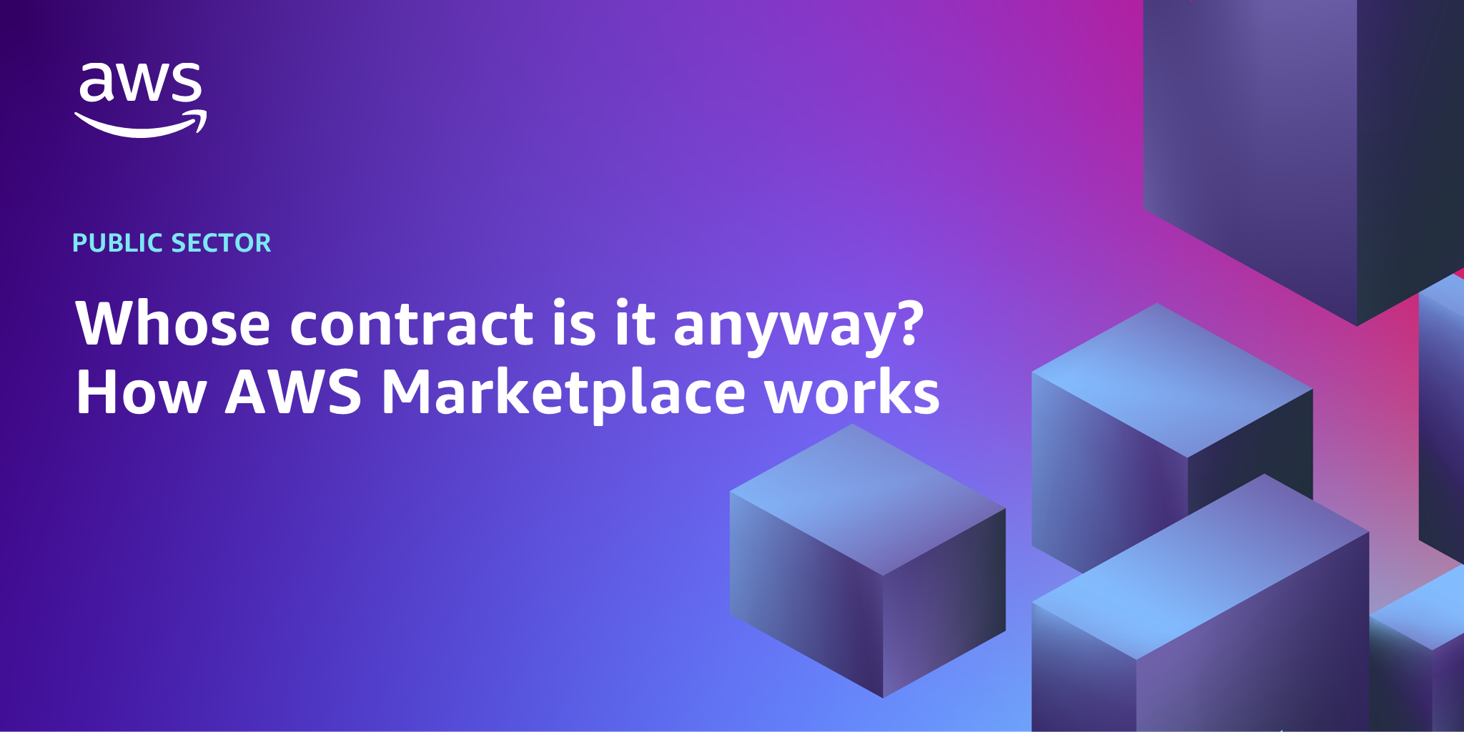 AWS branded background design with text overlay that says "Whose contract is it anyway? How AWS Marketplace works"