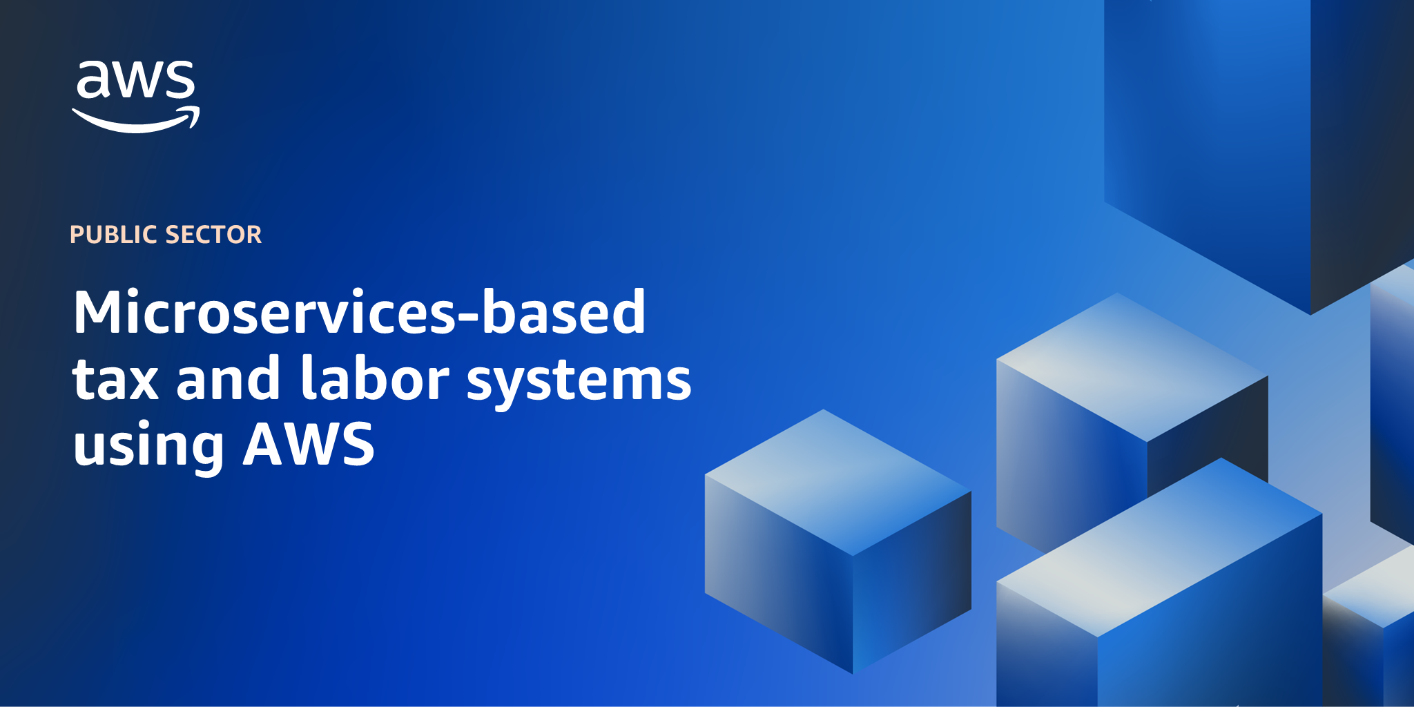 AWS branded background design with text overlay that says "Microservices-based tax and labor systems using AWS"