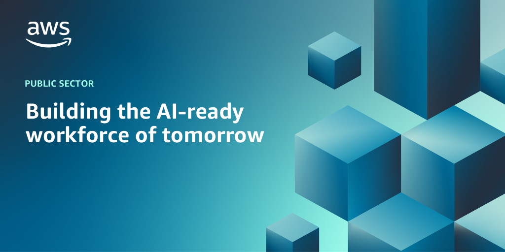 AWS branded background with text "Building the AI-ready workforce of tomorrow"