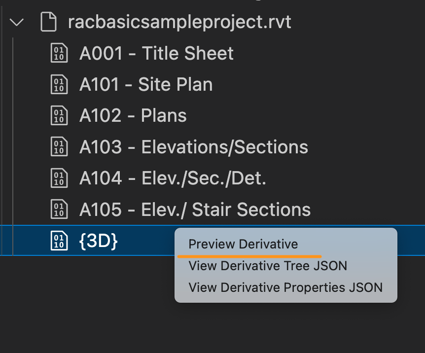 Figure 7. Preview derivative from generated file '{3D}' menu.