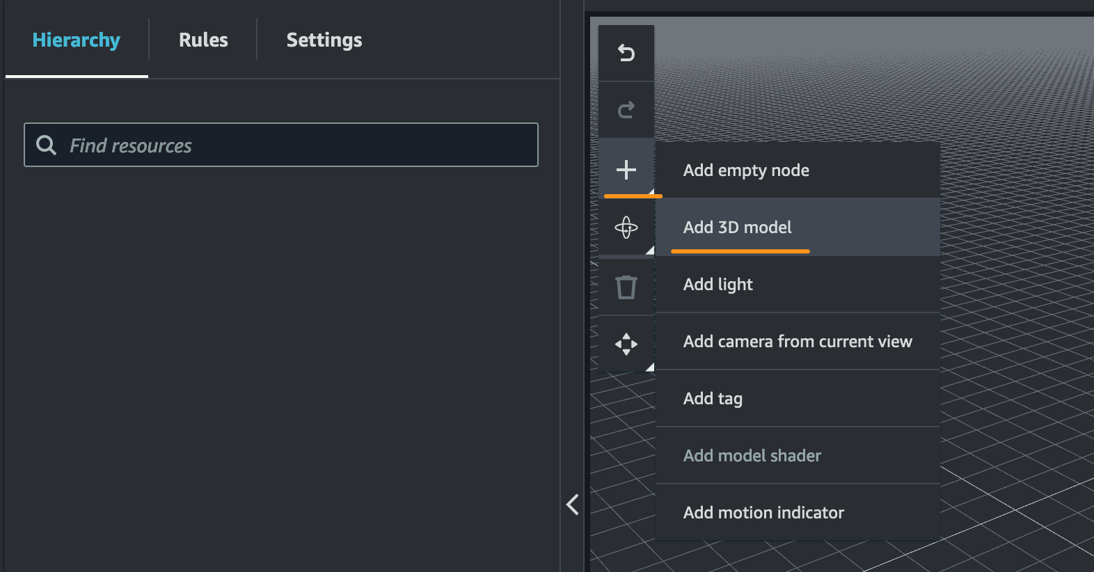 Figure 11. Upload downloaded 3d model in AWS IoT Twinmaker Scene composer menu.