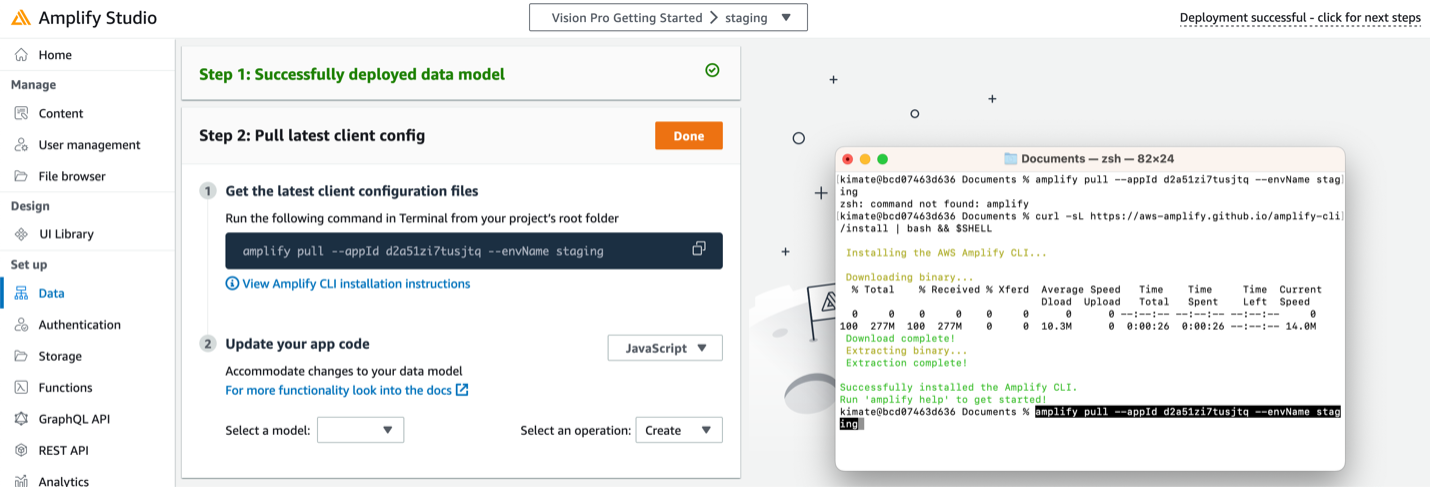 AWS Amplify Console and CLI Screenshot