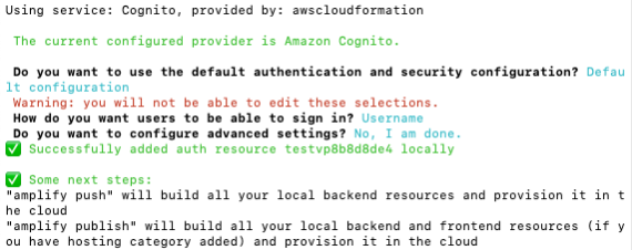 Configure Amplify authentication settings