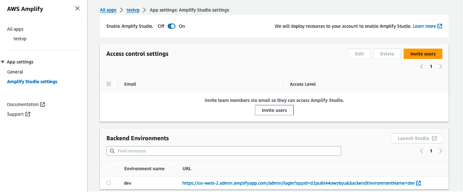 Enable Amplify Studio for your Amplify application.