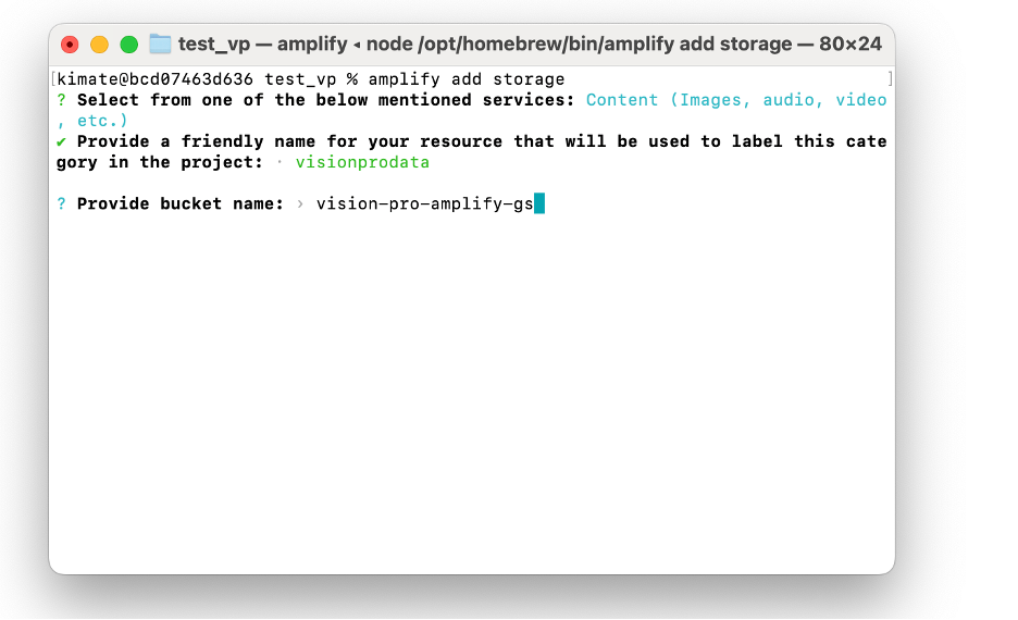 Add amplify storage: provide S3 bucket name.