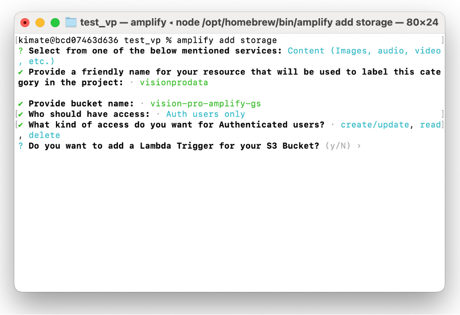 Add amplify storage: decline using Lambda Triggers.