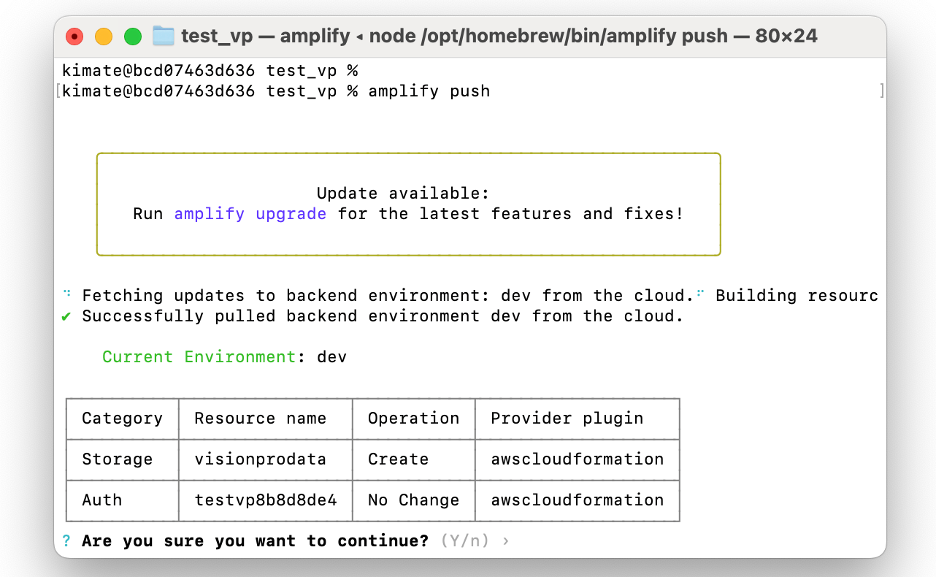 Add amplify storage: deploy local configuration to AWS account.