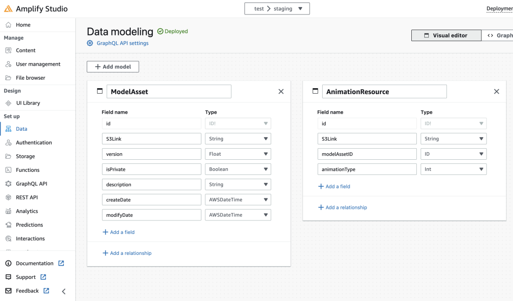 Amplfy Data Model Setup