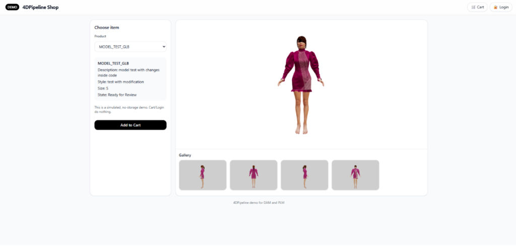 AN Image shows e-commerce demo with model show in different angles