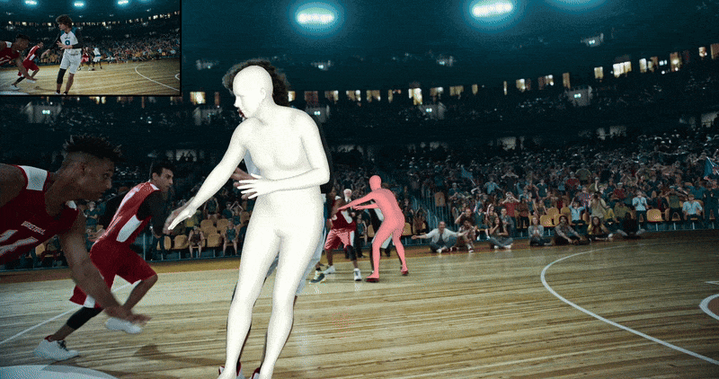 A gif of Figure 6 - Processed video - basketball players 3D reconstruction