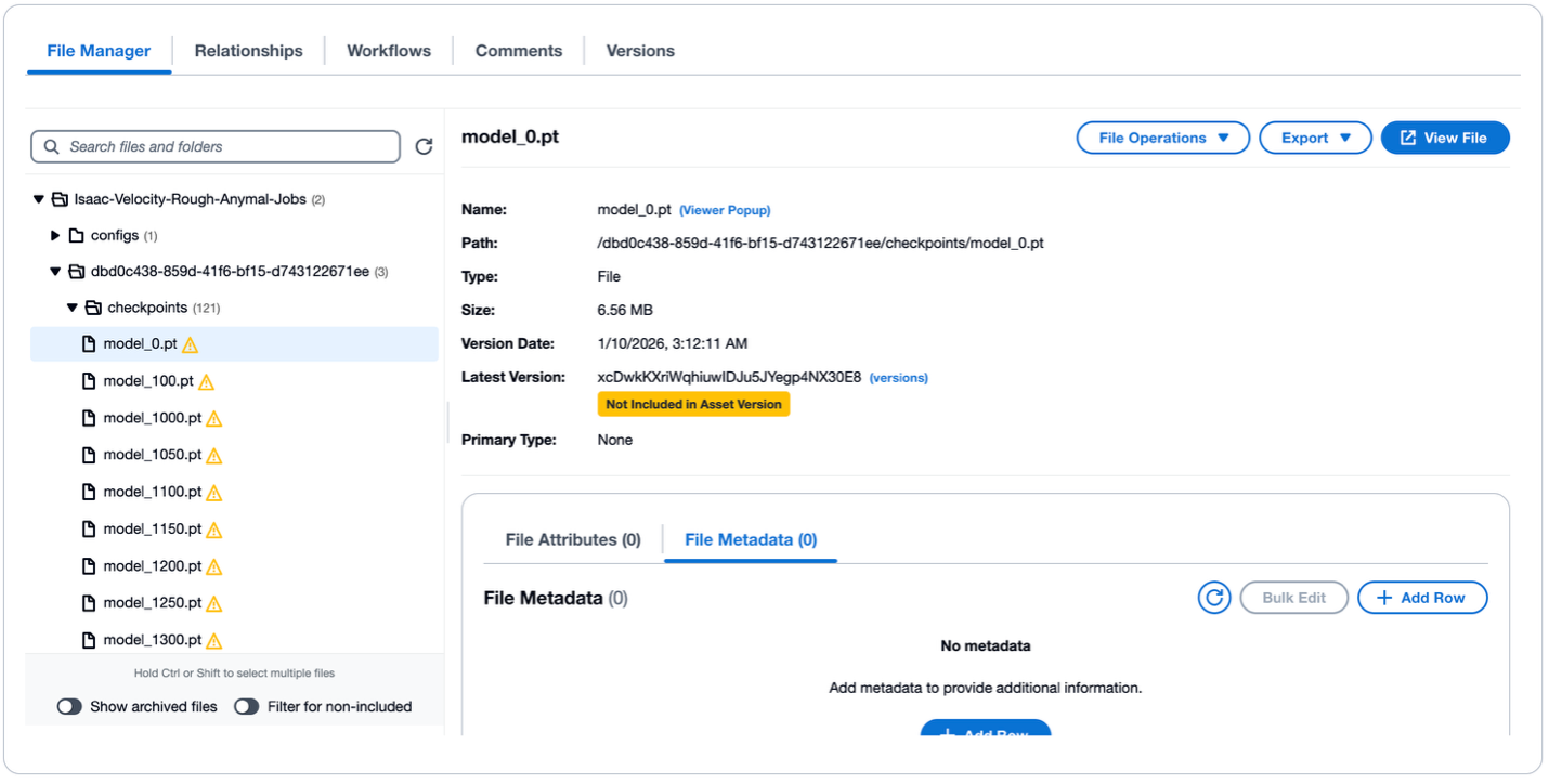 An image of Figure 10: Trained policy asset in VAMS file manager