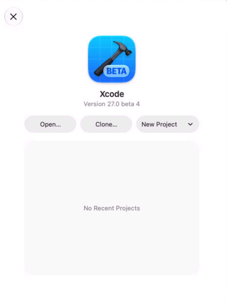 Figure 4c: Xcode 27 Beta installed on the instance (Version 27.0 beta 4)