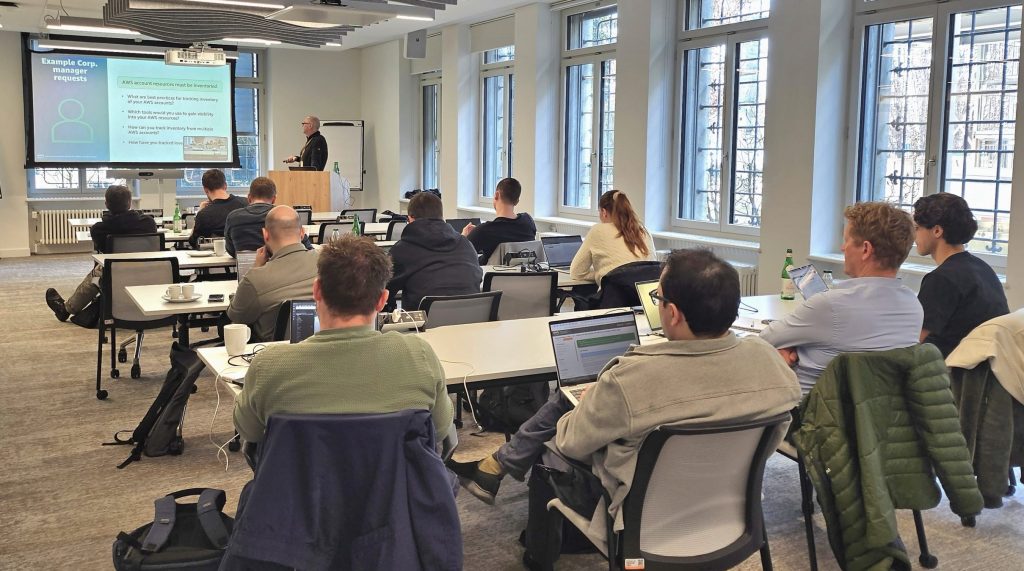 Tecan team taking classroom training in the AWS office