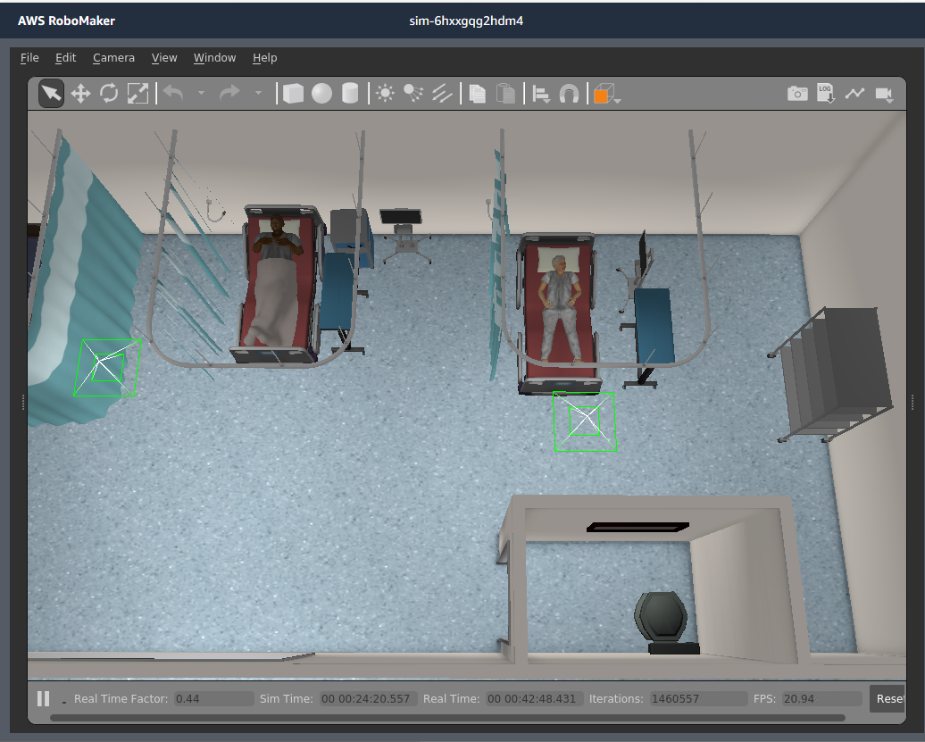 Testing a PR2 Robot in a simulated Hospital World