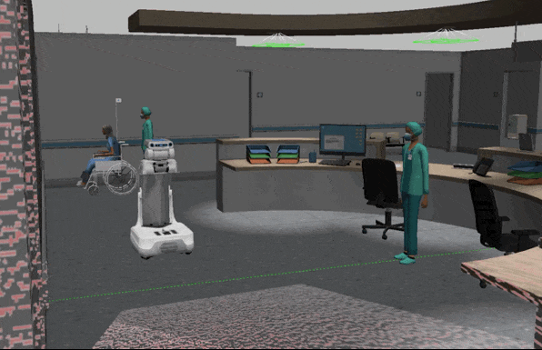 Testing a PR2 Robot in a simulated Hospital World