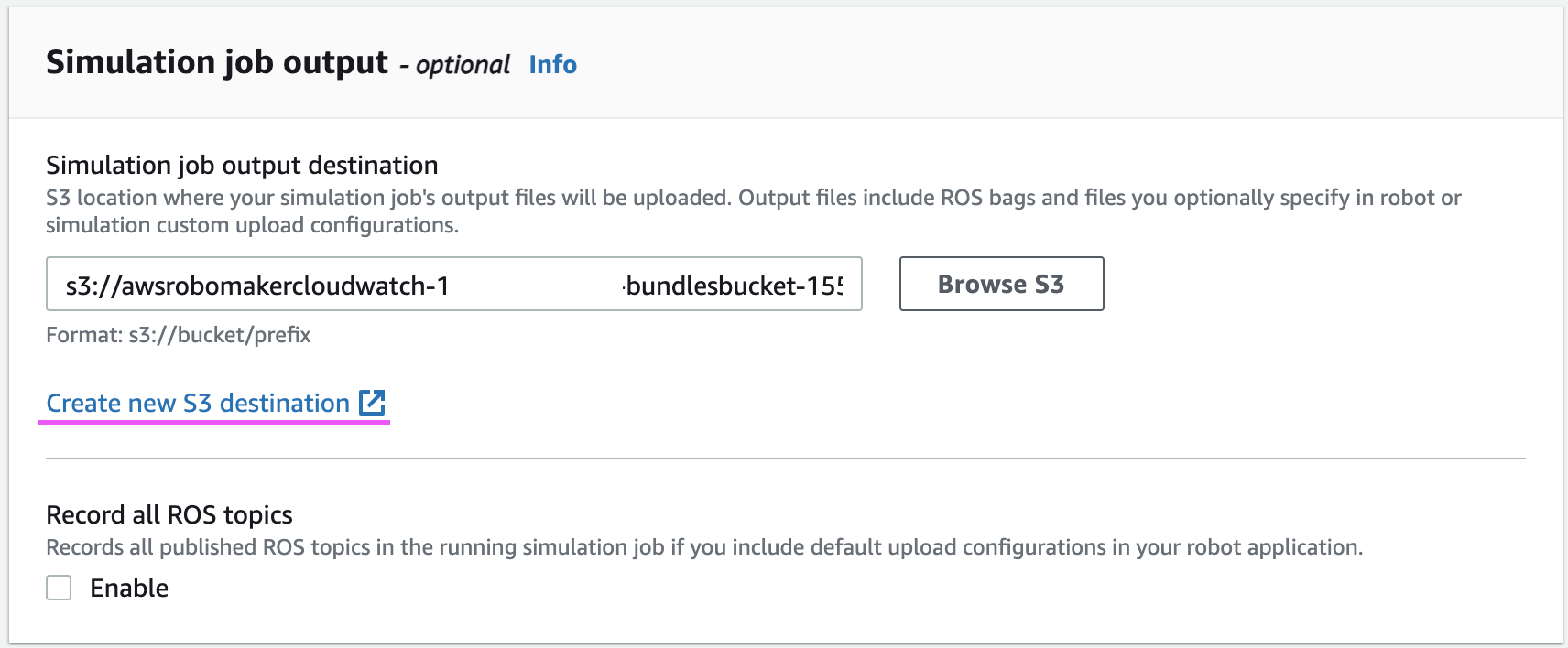 Simulation job output