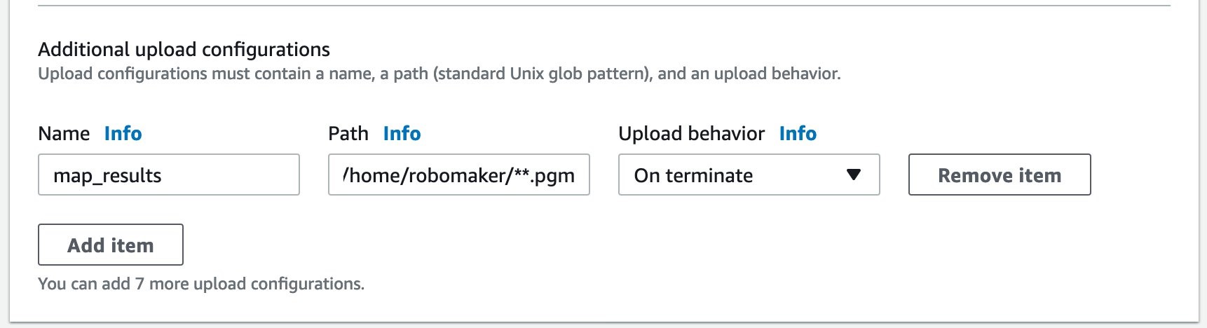 Example upload configuration